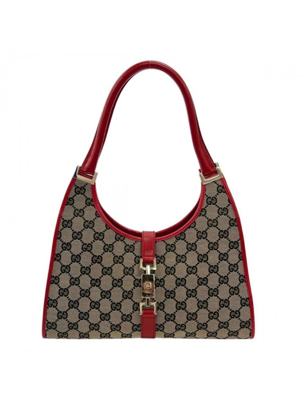 Gucci Handbag Jackie 002 GG Canvas Leather Red Gold